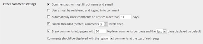 Other Comment Settings